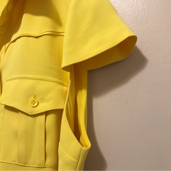 Alice + Olivia Yellow Yoko Short-sleeve Pleated Shirt Dress - Picture 9 of 15
